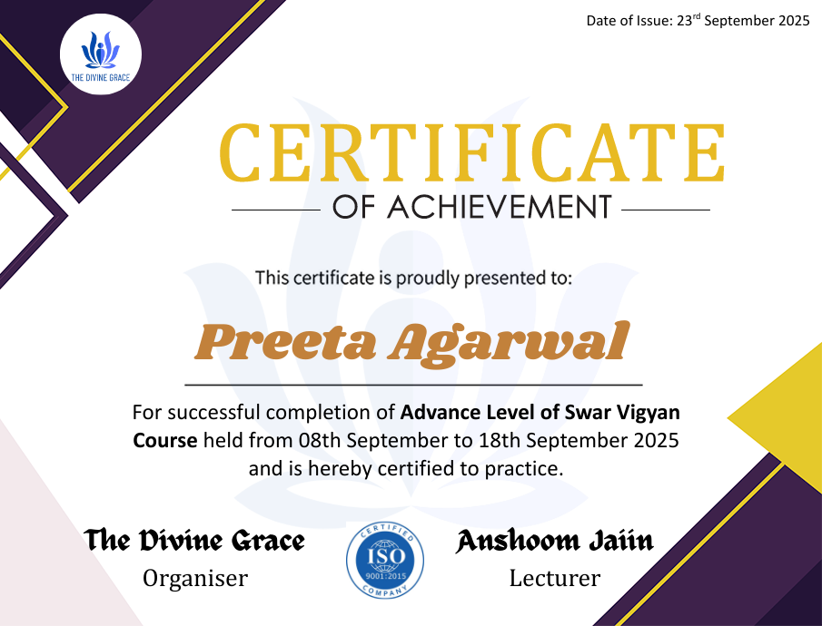 Swar Vigyan — Advance Level certificate